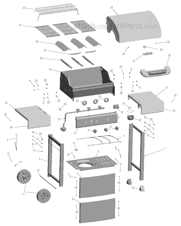 Page A Diagram and Parts List for 464321407  Char-Broil Grill