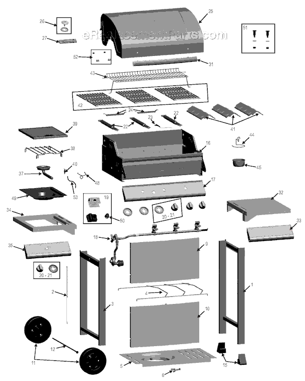 Page A Diagram and Parts List for 464321507  Char-Broil Grill