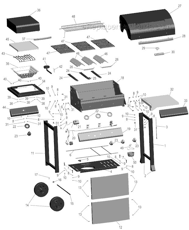 Page A Diagram and Parts List for 464322107 2007 Char-Broil Grill