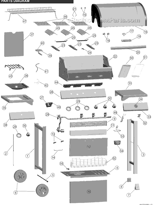 Page A Diagram and Parts List for 464324009  Char-Broil Grill