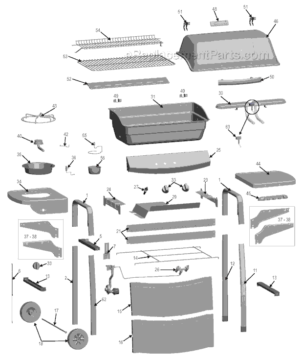 Page A Diagram and Parts List for 464720907  Char-Broil Grill