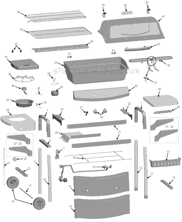 Page A Diagram and Parts List for 464820907  Char-Broil Grill