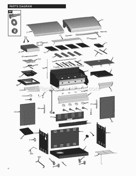 Page A Diagram and Parts List for 466231711  Char-Broil Grill