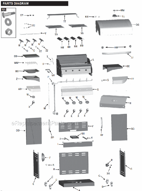 Page A Diagram and Parts List for 466244011  Char-Broil Grill