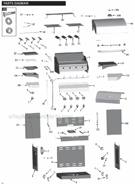Page A Diagram and Parts List for 466247010  Char-Broil Grill