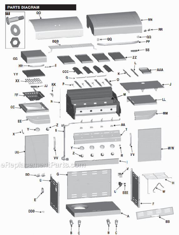 Page A Diagram and Parts List for 466247209  Char-Broil Grill