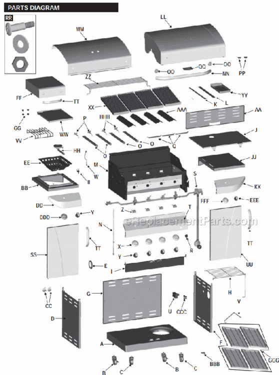 Page A Diagram and Parts List for 466247311  Char-Broil Grill