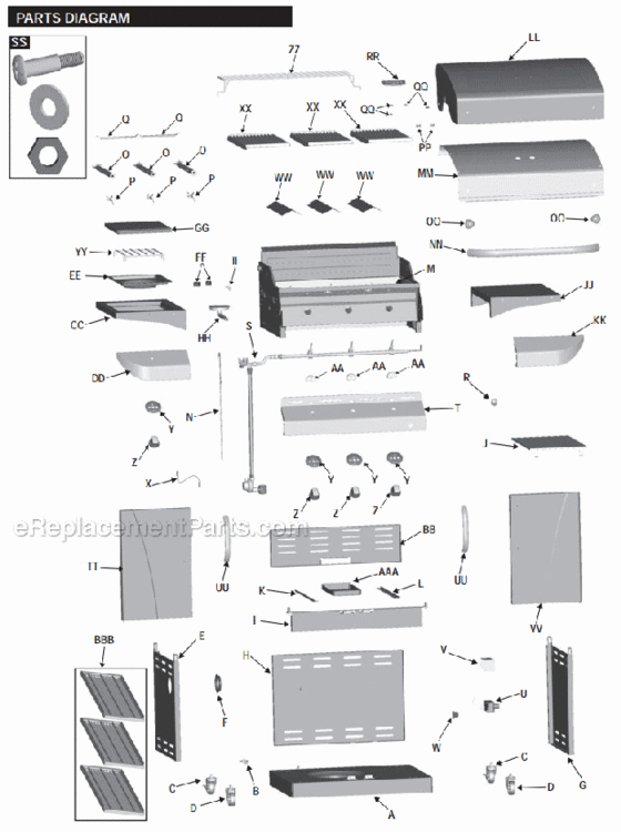 Page A Diagram and Parts List for 466257110  Char-Broil Grill