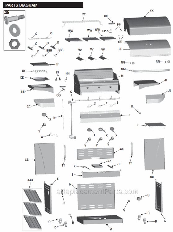 Page A Diagram and Parts List for 466257111  Char-Broil Grill