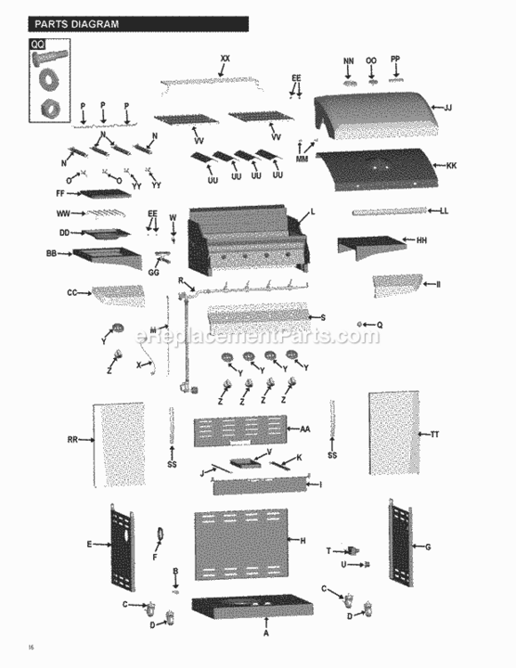 Page A Diagram and Parts List for 466270311  Char-Broil Grill