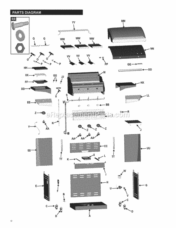 Page A Diagram and Parts List for 466270909  Char-Broil Grill