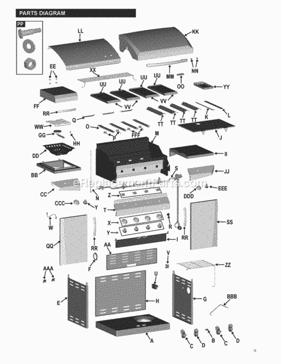 Page A Diagram and Parts List for 466271311  Char-Broil Grill