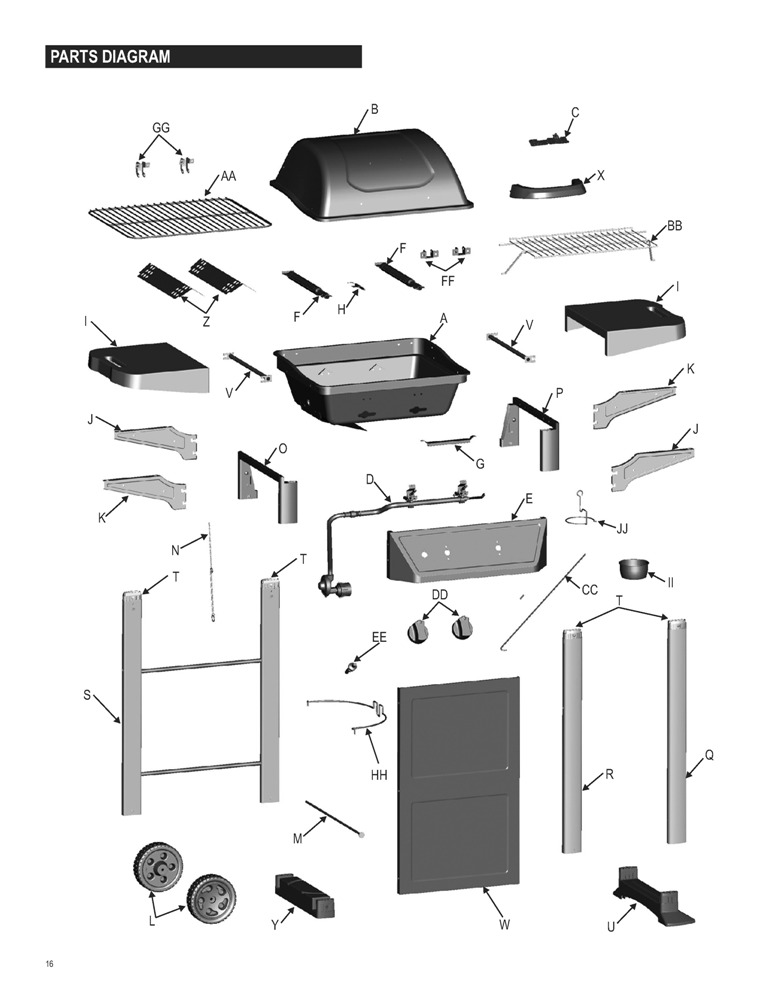 Diagram 1 Diagram and Parts List for 463621811  Char-Broil Grill