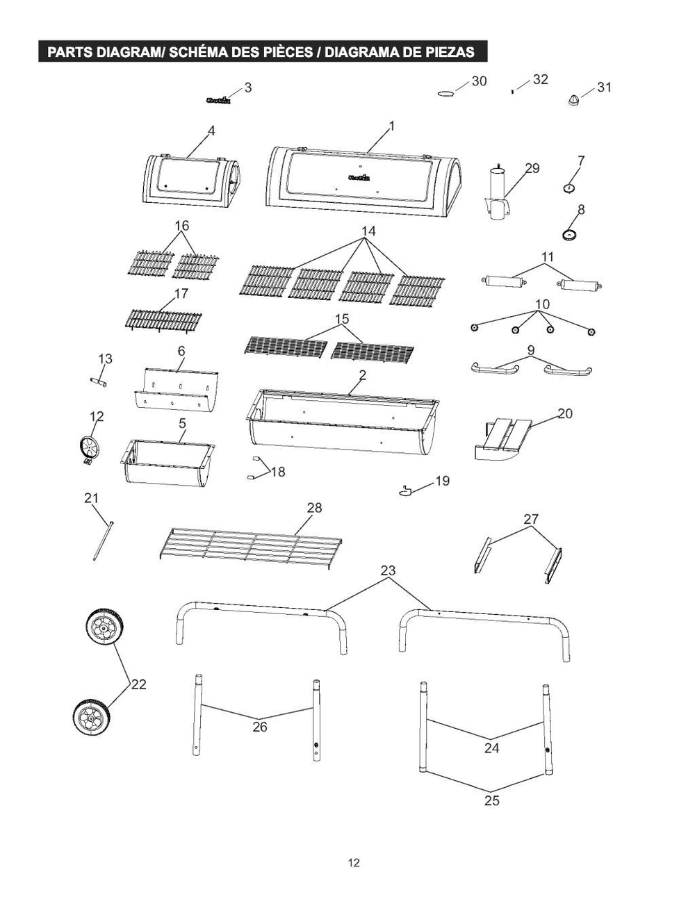 Diagram Diagram and Parts List for 18202079 2018 Char-Broil Grill