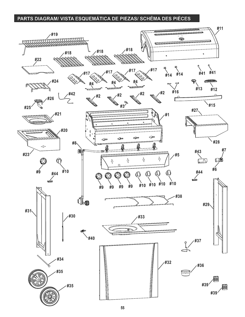 Diagram Diagram and Parts List for 461472417  Char-Broil Grill