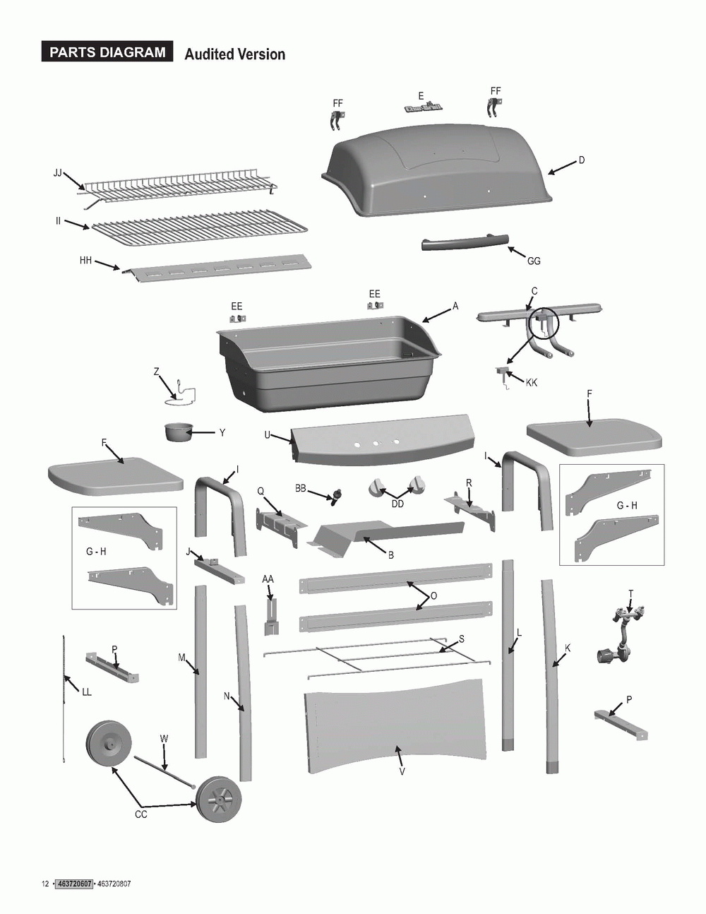Diagram 1 Diagram and Parts List for 463720607 2007 Char-Broil Grill