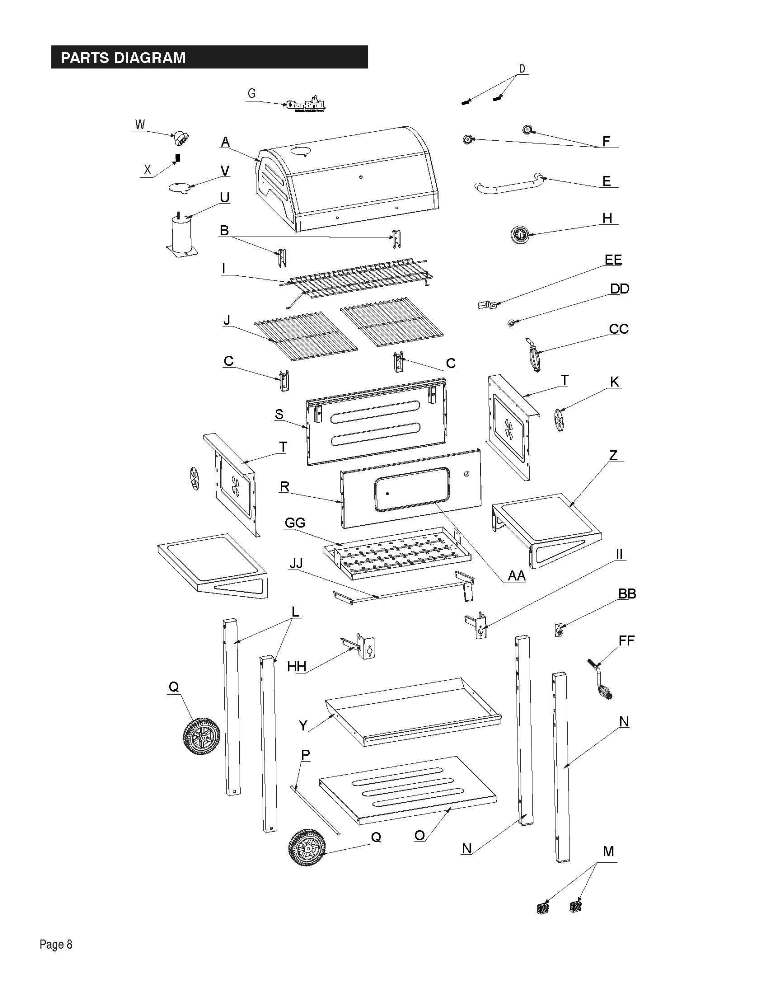 Diagram Diagram and Parts List for 13301866  Char-Broil Grill