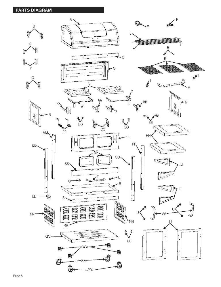 Diagram Diagram and Parts List for 13301857  Char-Broil Grill