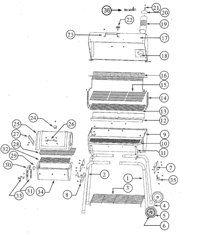 Diagram Diagram and Parts List for 10201566  Char-Broil Smoker