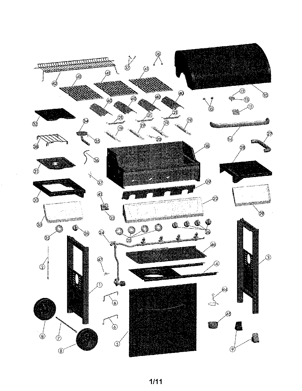 Gas grill Diagram and Parts List for 464220311  Char-Broil Grill