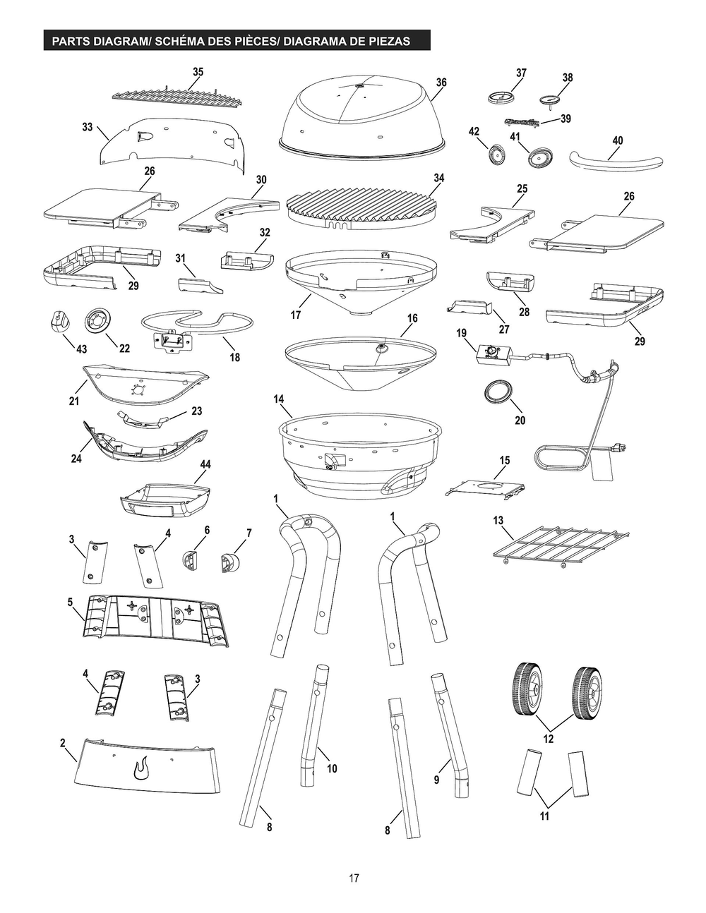 Diagram Diagram and Parts List for 17602062 2017 Char-Broil Grill
