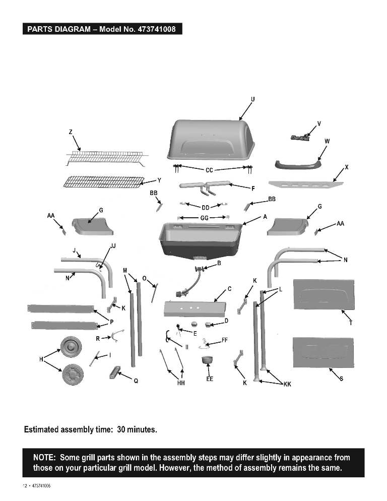 Diagram 1 Diagram and Parts List for 473741008 2008 Char-Broil Grill