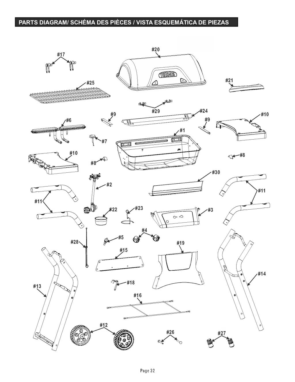 Diagram Diagram and Parts List for 461674019  Char-Broil Grill