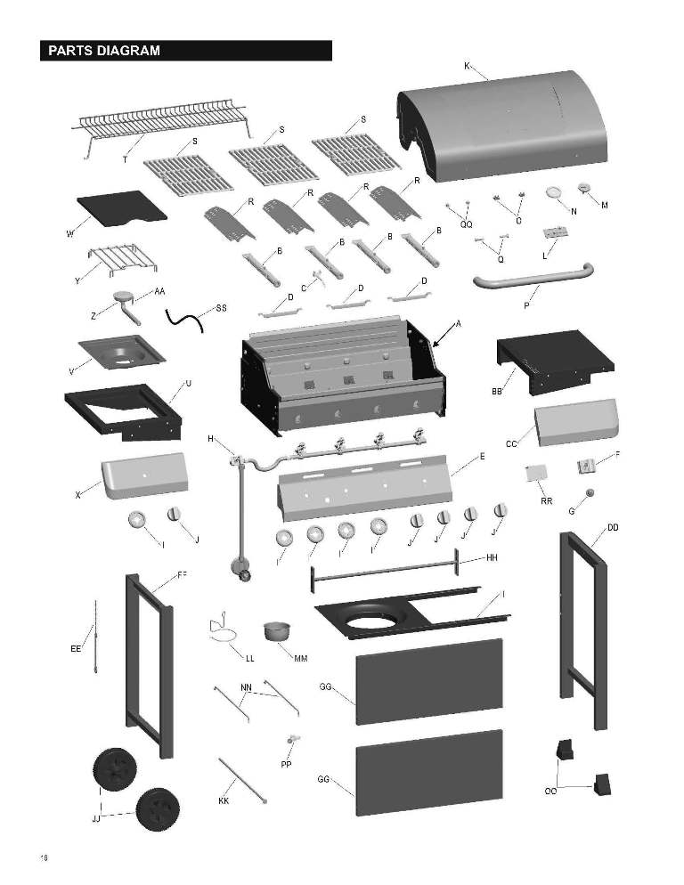 Diagram 1 Diagram and Parts List for 466436213 C-453 Char-Broil Grill