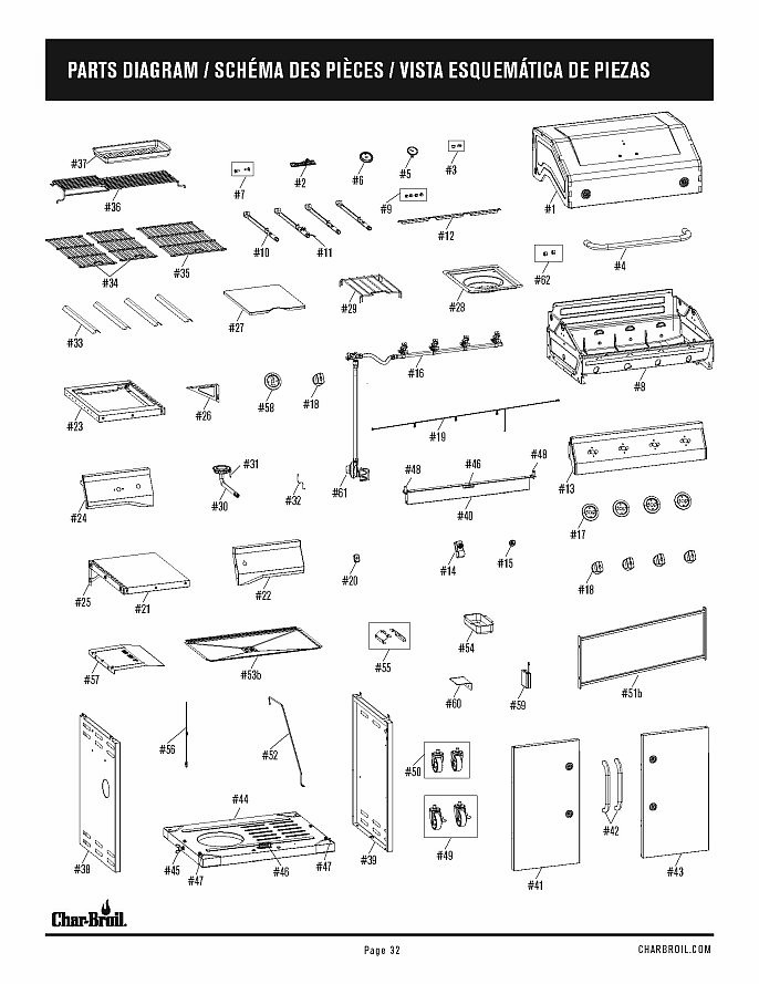 Diagram Diagram and Parts List for 463353021 2021 Char-Broil Grill