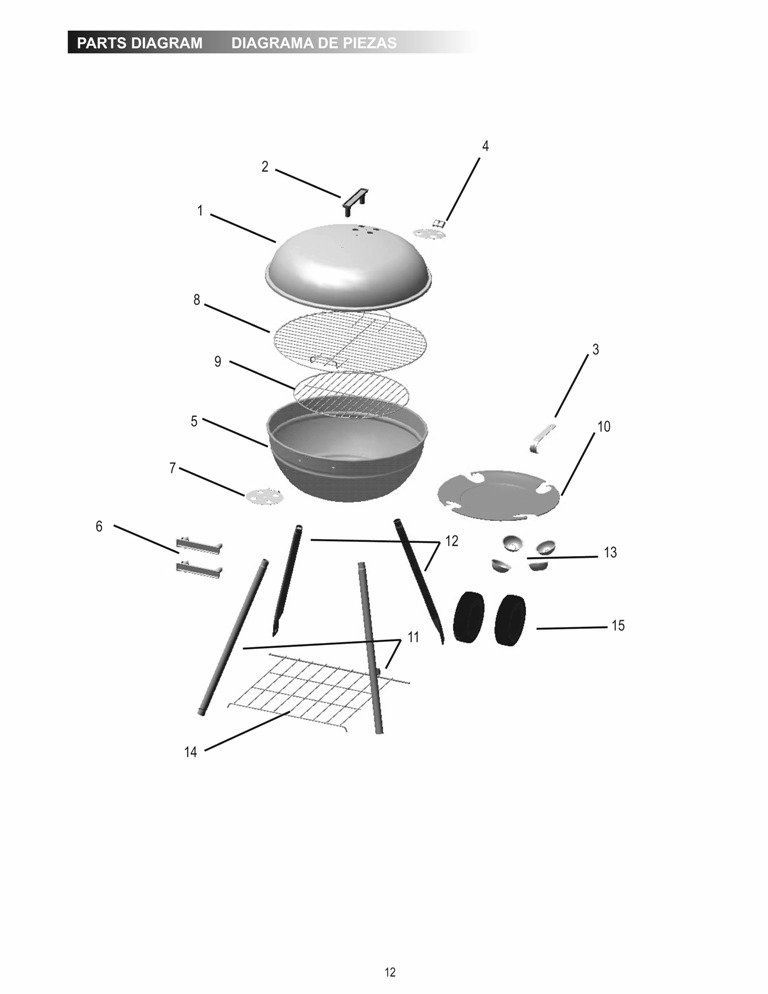 Diagram Diagram and Parts List for 15302035  Char-Broil Grill