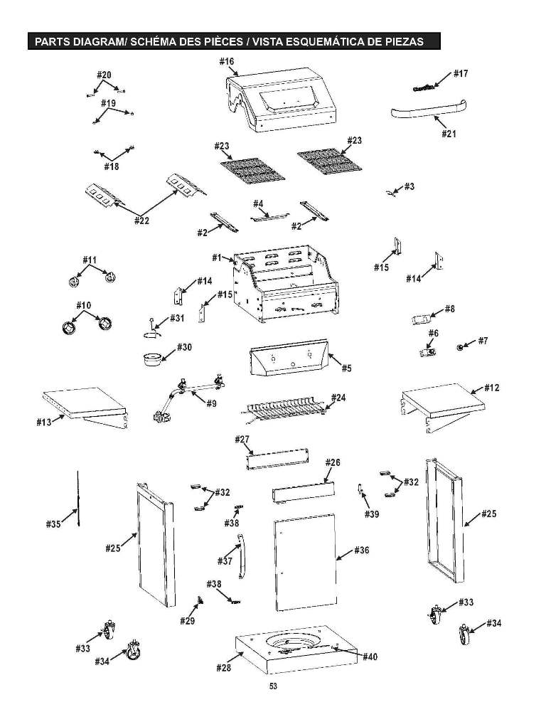 Diagram Diagram and Parts List for 463622515 2015 Char-Broil Grill