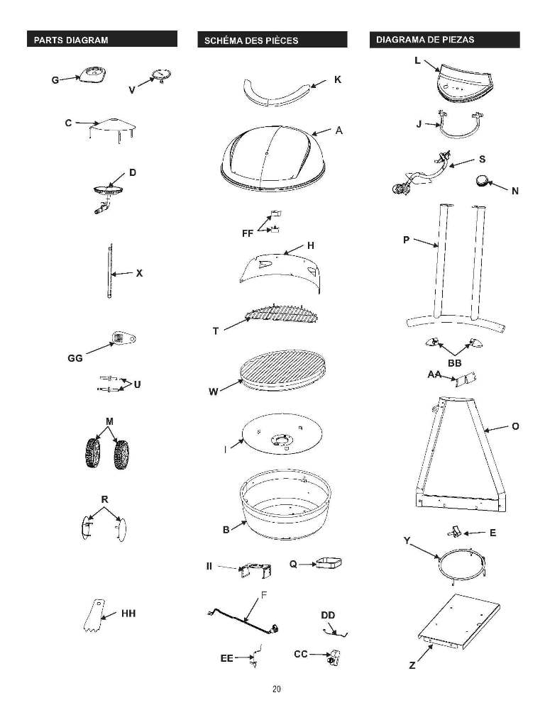 Diagram Diagram and Parts List for 14601900  Char-Broil Grill