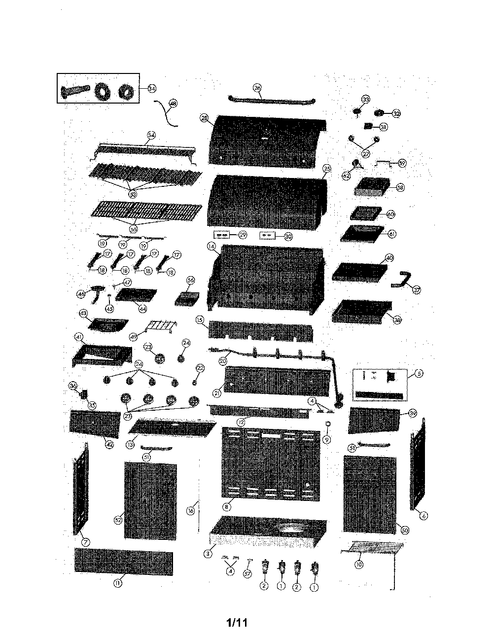 Gas grill Diagram and Parts List for 464224411  Char-Broil Grill