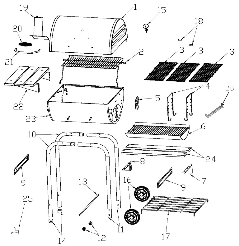 Diagram Diagram and Parts List for 10301565-26  Char-Broil Grill