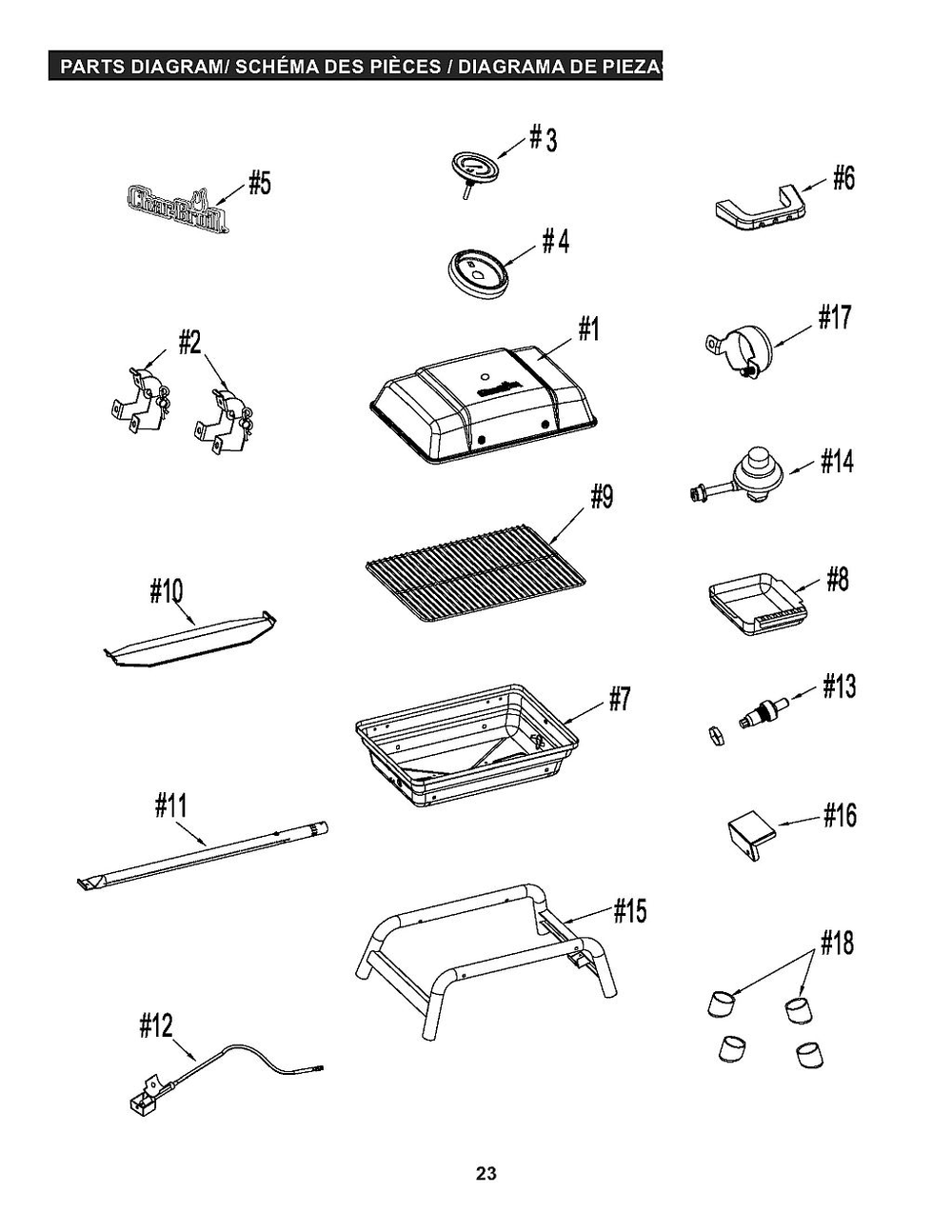 Diagram Diagram and Parts List for 18402082  Char-Broil Grill