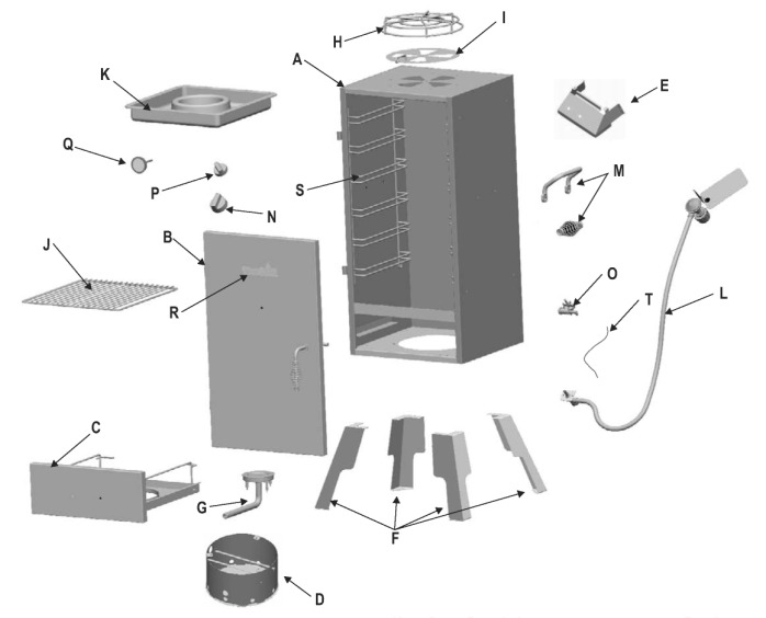 Diagram Diagram and Parts List for 07701413  Char-Broil Smoker