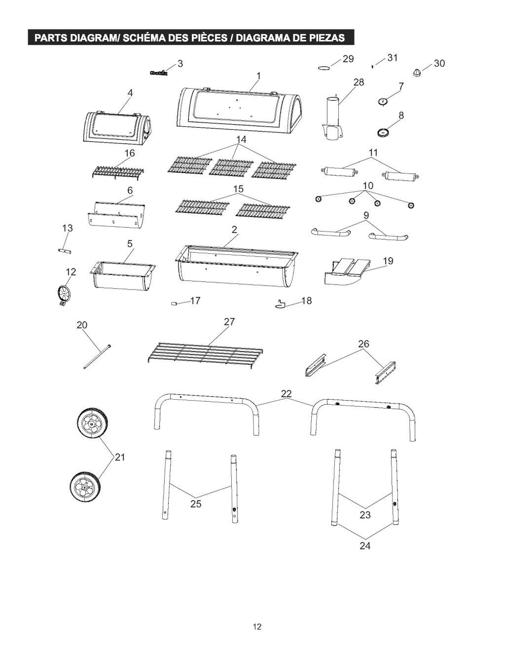 Diagram Diagram and Parts List for 18202078 2018 Char-Broil Grill