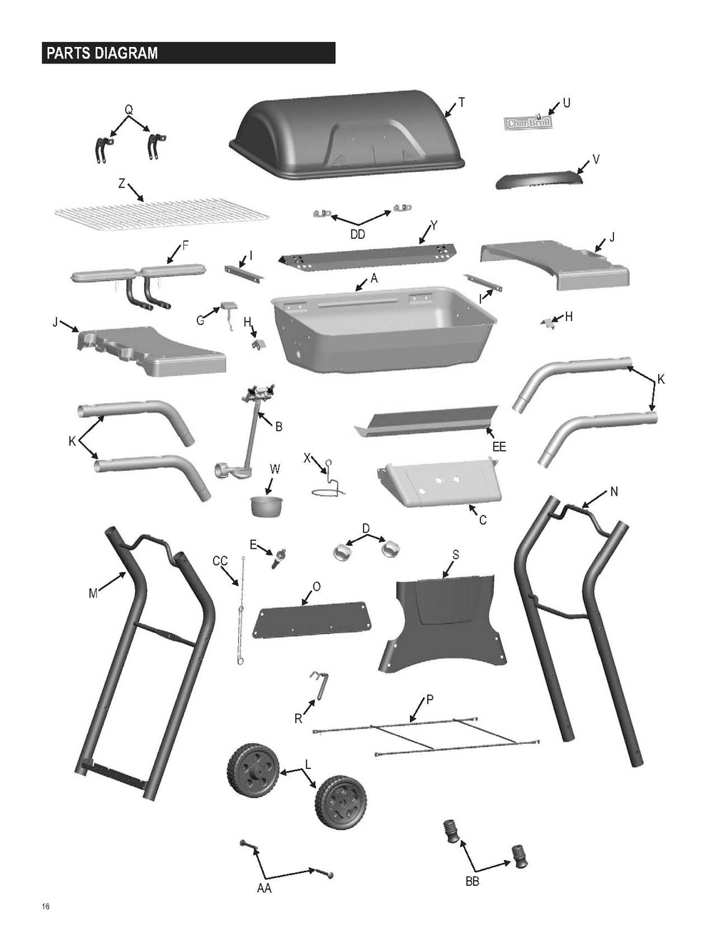 Diagram 1 Diagram and Parts List for 463666513 C-21G0 Char-Broil Grill