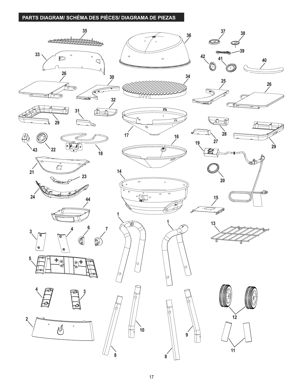 Diagram Diagram and Parts List for 17602047 2017 Char-Broil Grill