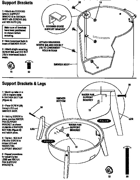 Support Brackets And Support Brackets And Legs Diagram and Parts List for 13216  Char-Broil Smoker