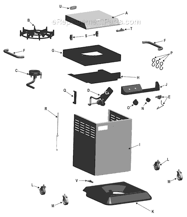 Page A Diagram and Parts List for 7101399 Graphite Char-Broil Smoker