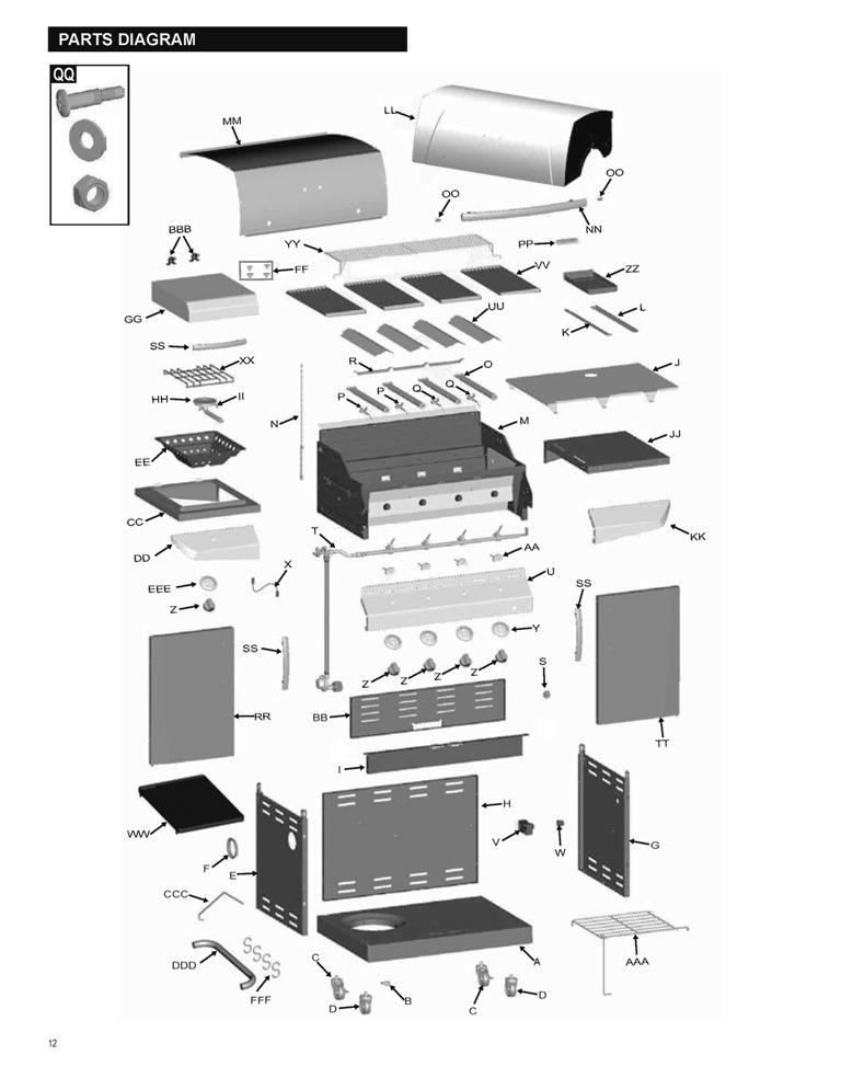 Diagram Diagram and Parts List for 463231711  Char-Broil Grill