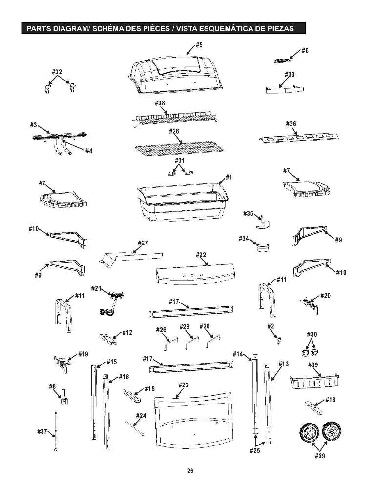 Diagram Diagram and Parts List for 461720014  Char-Broil Grill