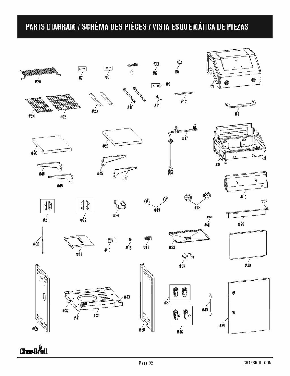 Diagram Diagram and Parts List for 463660021 2021 Char-Broil Grill