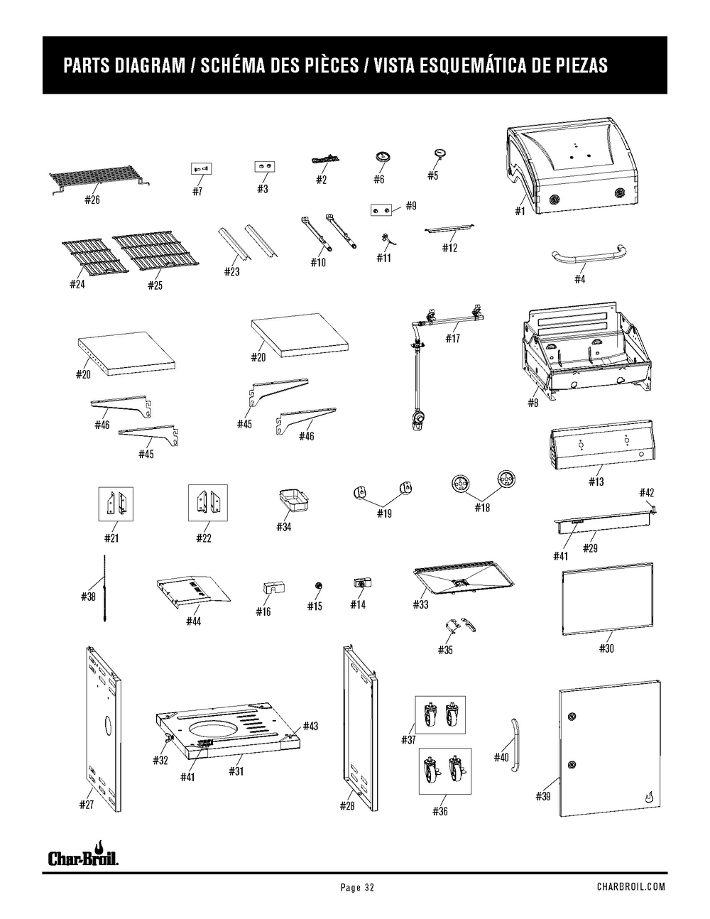 Diagram Diagram and Parts List for 463630021 2021 Char-Broil Grill