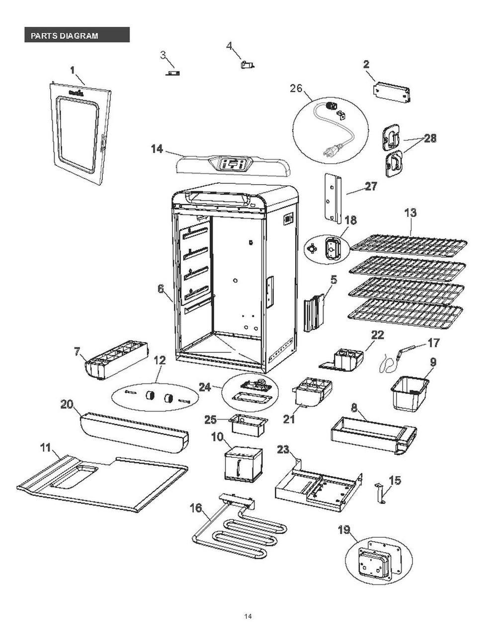 Diagram Diagram and Parts List for 19202101 2019 Char-Broil Smoker