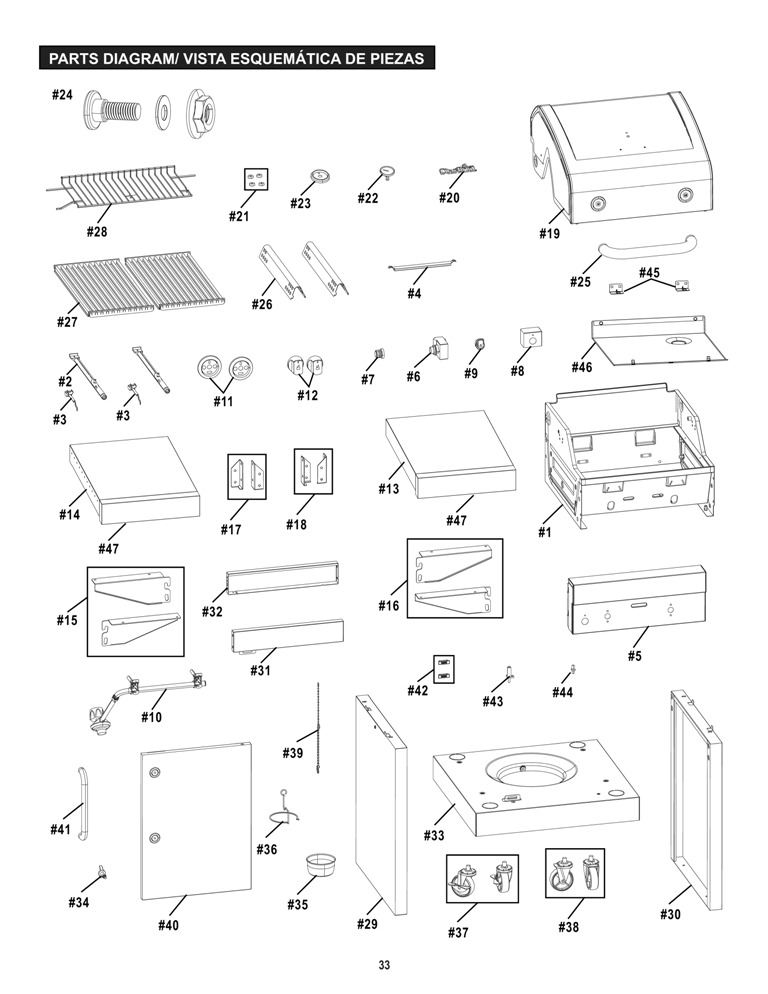 Diagram Diagram and Parts List for 463633316 2016 Char-Broil Grill