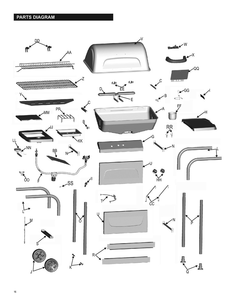 Diagram 1 Diagram and Parts List for 466741510  Char-Broil Grill