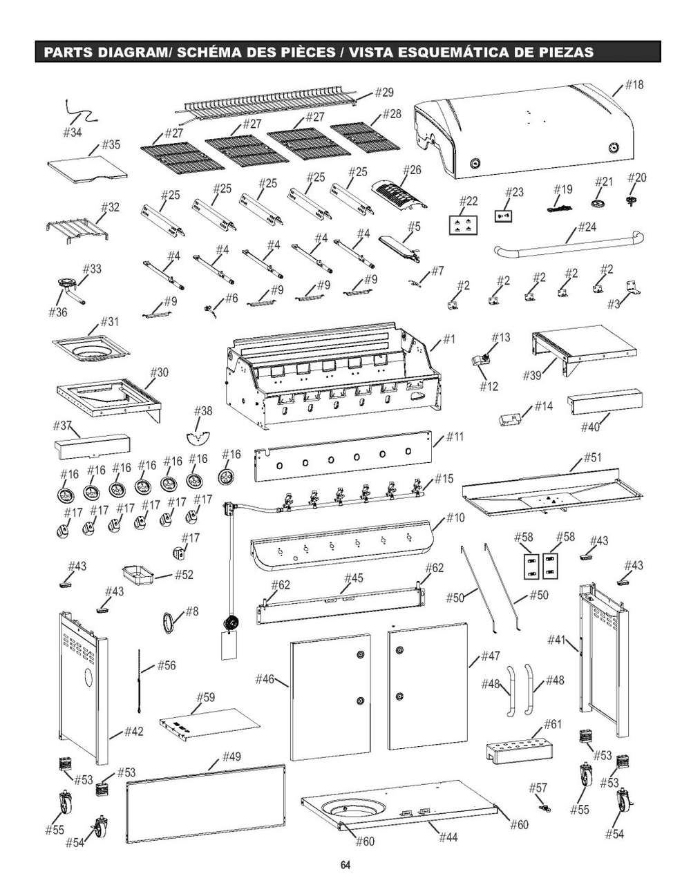 Diagram Diagram and Parts List for 463277918 2018 Char-Broil Grill
