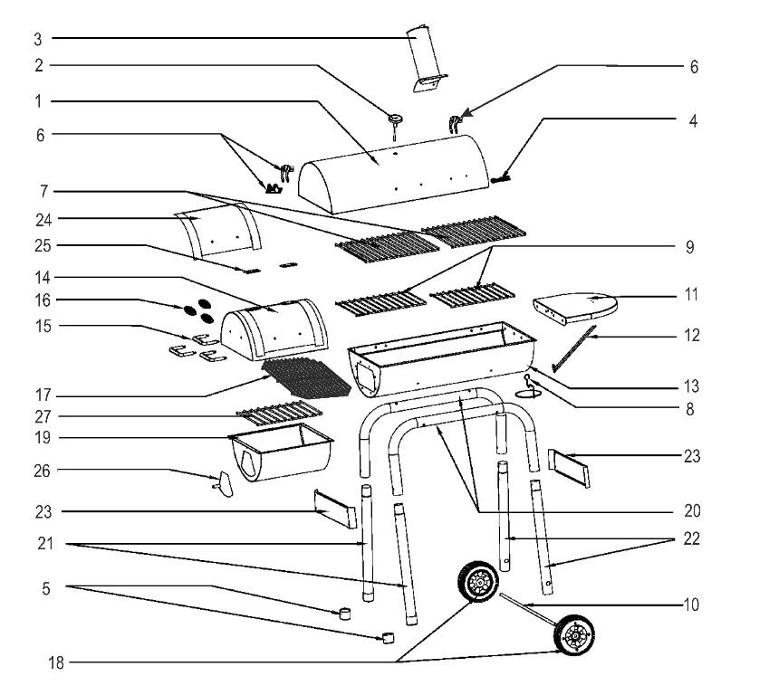 Diagram Diagram and Parts List for 12201598  Char-Broil Smoker